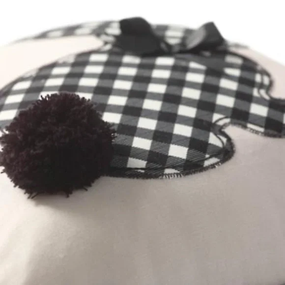 Grandin Road gingham bunny pillow with bow and pompon tail zip close Easter - Picture 2 of 7